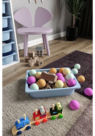 %100 Mdf - Large Mono 6 Sepetli Oyuncak Dolabı Mavi