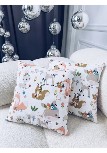 Babytex5 Dekoratif Yastık Orman Hayvanları 1 Adet - 31x31 Cm 289998728 Gri