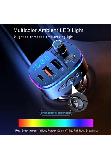 Sones T65 Araç Bluetooth Fm Verici Çift Usb Tip-c Qc3.0 Şarj Cihazı