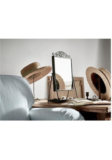 Karmsund Masa-makyaj Aynası Siyah 27x43 Cm Tepsili Ayna Siyah