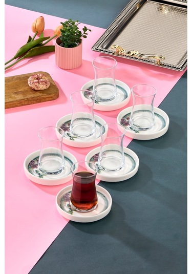 Cooker 6'lı Lyon Porselen Çay Tabağı Beyaz