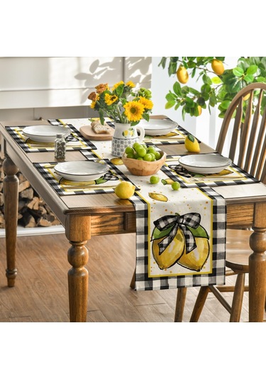Buffalo Ekose Limon Placemats, 12x18 İnç Yemek Odası İçin 4 Set 2