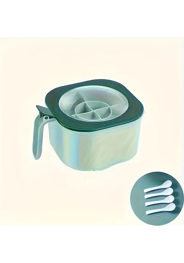 Trendooze Gaojunshop01 Mavi Yeşil 4lü Büyük Kapasiteli Baharat Kutusu Seti Kapaklı Kaşıklı Mavi Yeşil Ev Baharatları İçin İyil Mavi - Yeşil