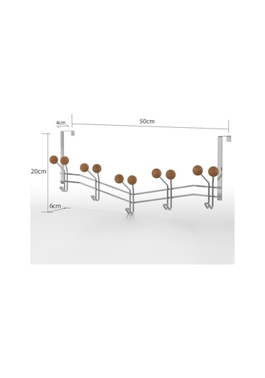 Teknotel-Krom Teknotel 15'Li Kapı Arkası Askısı Metal+Ahşap Krom Mg089 Diğer