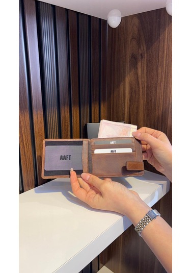 Mft Leather Hakiki Deri Mıknatıslı Kartlık Mona 1103 Taba
