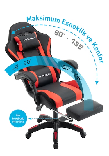 Fashcolle Red Star Işıklı - Masaj Özellikli Oyuncu Koltuğu Kırmızı-siyah Fashcolle Red Star Işıklı - Masaj Özellikli Oyuncu Koltuğu Kırmızı-siyah