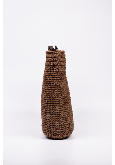 Fabric Craft Bag El Çantası Kağıt İp Örgü Acı Kahverengi