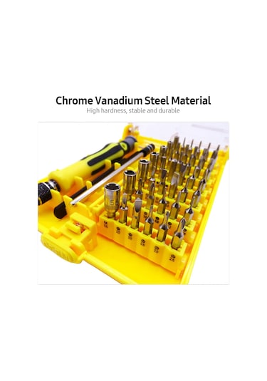 Moveevo 45 Parça Krom Vanadyum Çelik Tornavida Seti - Bilgisayar Telefon Ev Tamiri Çözüm Aracı