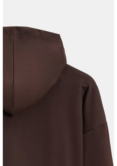 Sââde Kadın Oversize Kapüşonlu Basic Hoodie Sweatshirt Acı Kahverengi Sââde Kadın Oversize Kapüşonlu Basic Hoodie Sweatshirt Acı Kahverengi