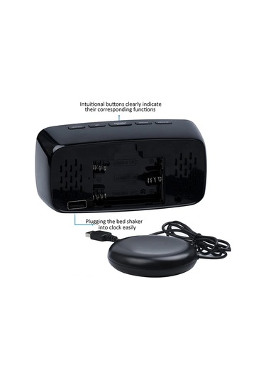 Bed Shaker Ile Süper Yüksek Sesli Titreşimli Çalar Saat Black