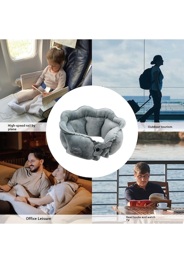 Pıctet.fıno Rh66 Kristal Kadife Şişme Boyun Yastığı Seyahat Dostu Taşınabilir Boyun Yastığı Mavi