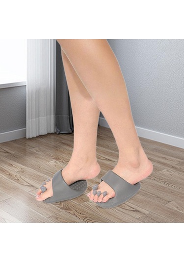 Suntek 2 Adet Akupresür Ayak Masaj Terliği Ayırıcı Ev Ofis Gri Gri