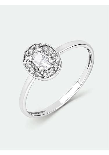 Torgovyj Dom Uvelir Holding 925 Ayar Gümüş Yüzük, Merkezi Büyük Parlak Taşlı 434563958 Gri