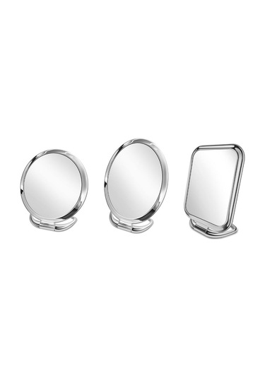 Suntek Asılabilir Yuvarlak Masaüstü Makyaj Aynası Gümüş