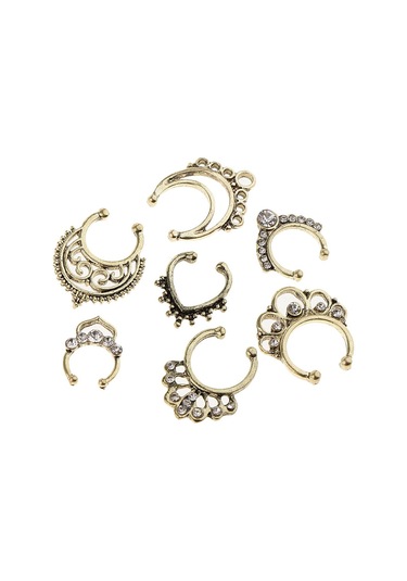 Suntek 21 Parça Kristal Sahte Septum Clicker Burun Antik-bronz Açık Mor