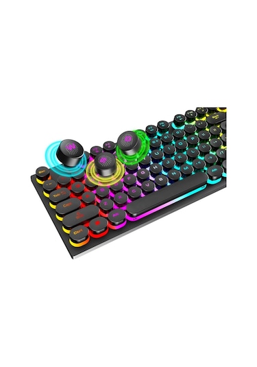 Valkyrie T-Wolf TF270 Rainbow İngilizce RGB Mekanik Hisli Gaming Klavye Mouse Seti