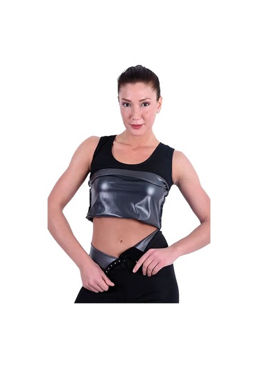 Pastimore Termal Sauna Agraflı Şort Atlet Takım Siyah Siyah