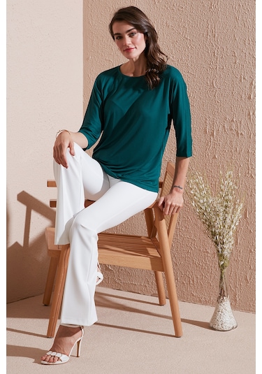 Lela Bisiklet Yaka Truvakar Kol Bayan Bluz 5861416Y Nefti