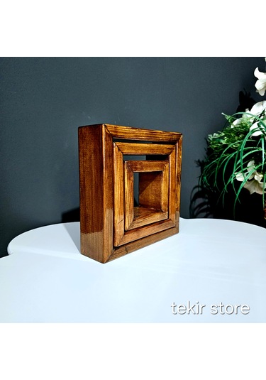 İç İçe Geçmeli 3'lü Duvara Asılabilir Mumluk Ceviz Rengi