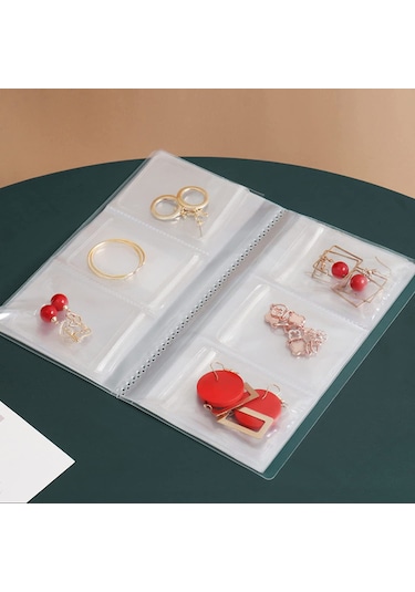 Anjiexun 84 Izgaralı Şeffaf Mücevher Saklama Defteri Ve 50 Parça Fermuarlı Çanta Şeffaf