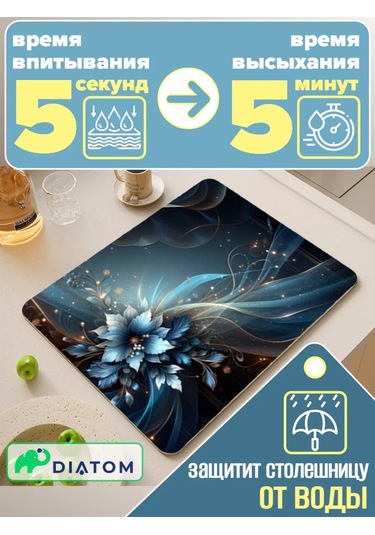 Diatom 40 50 Cm Emici Bulaşık Kurutma Matı. 191285460 Mavi