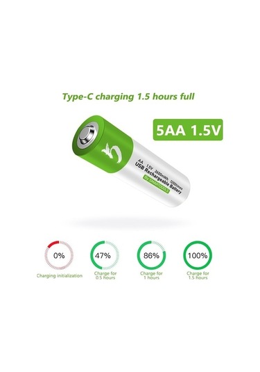 Maoyaya Hallow E15493-4 C Tipi Pil Bağlantı Noktası Şarj Edilebilir Aa Pil 4 Adet,