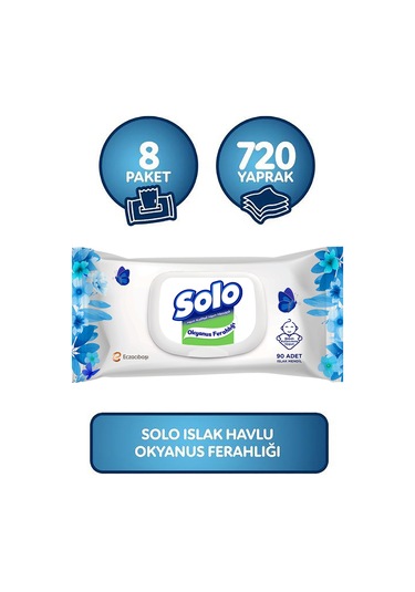 Solo Islak Havlu Okyanus Ferahlığı 8'li Set 720 Yaprak