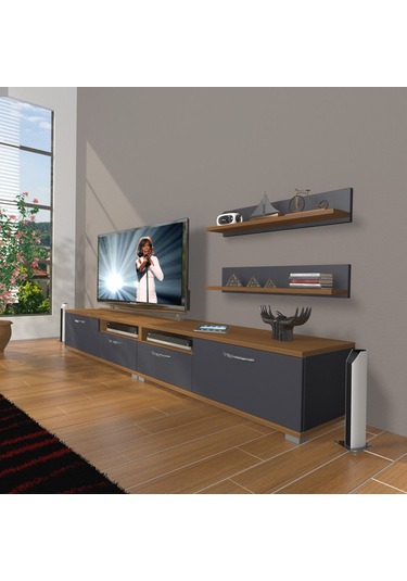 Decoraktiv Eko 220r Mdf Tv Ünitesi Tv Sehpası Ceviz - Antrasit