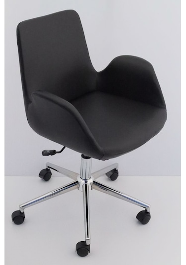 Hava Siyah Deri Ofis Sekreter Çalışma Sandalyesi