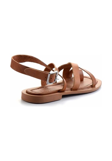 Taba Hakiki Deri Kadın Sandalet K05826078103 Taba