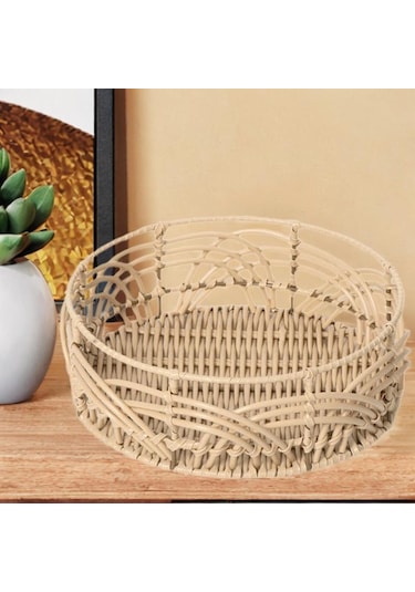 Suntek El Dokuma Rattan Sepet Çeşitli Eşyalar Meyve Ekmek S Kahverengi