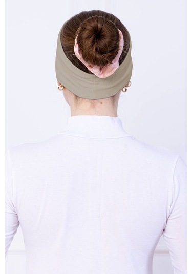 Kaymayan Silikonlu Bandana Bone Krem - Kadın Tesettür Dikişsiz Kaymaz Geçme - Sportif Saç Bandı Krem