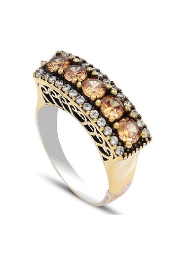 Sitrin Taşlı Beştaş Model Otantik Kadın Gümüş Yüzük 201024339 Gümüş