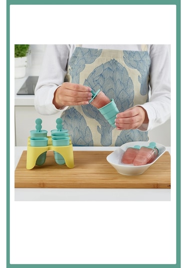 6 Adet Çubuk Dondurma Kalıbı Turkuaz-sarı Renk Polipropilen Dondurma-meyve Suyu Kalıbı