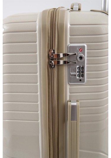 Ççs 5239 Polipropilen Büyük Boy Valiz Beyaz-bej Beyaz - Bej