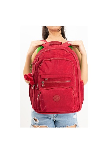 Ultra Hafif Çok Cepli Krinkıl Sırt Çantası Kırmızı Model: 571-3b - Kırmızı