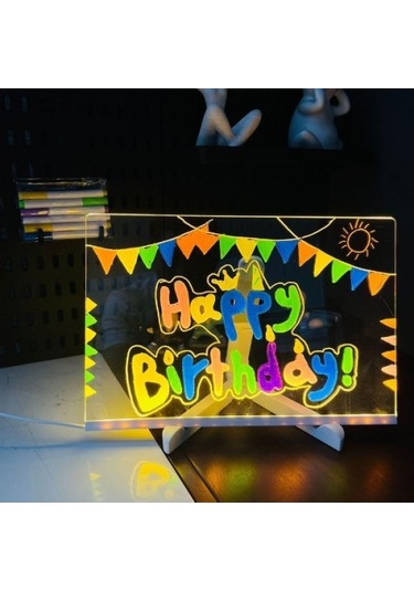 Led Aydınlatmalı Yazı Ve Çizim Tahtası - Küçük Boy 20x20 Cm Çok Renkli