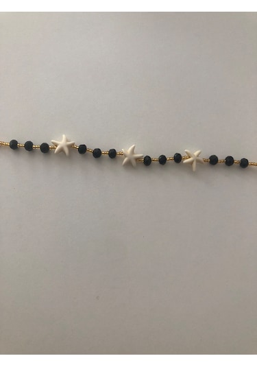 Lim10lubahçe Deniz Yıldızlı Siyah Kristal Boncuklu Bileklik