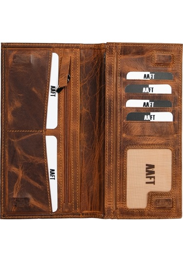 Mft Leather Hakiki Deri Kartlıklı Unisex Cüzdan Lilyum 7286 Crazy Taba