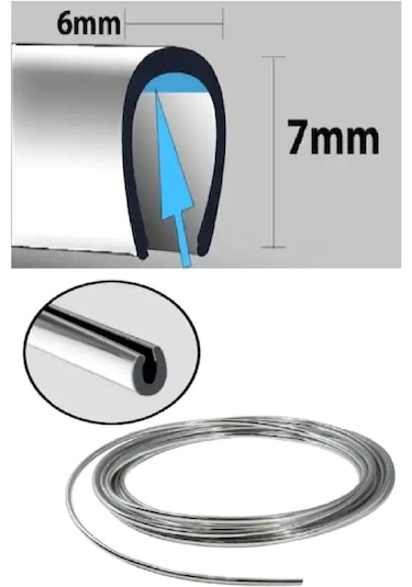 5 Metre Araç Içi Dışı Geçmeli Koruyucu U Tipi Nikelaj Elkamet Çıta Kapı Koruyucu