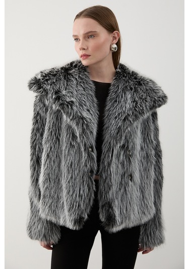 Gri Kırçıllı Britney Kürk - 8900 Gri