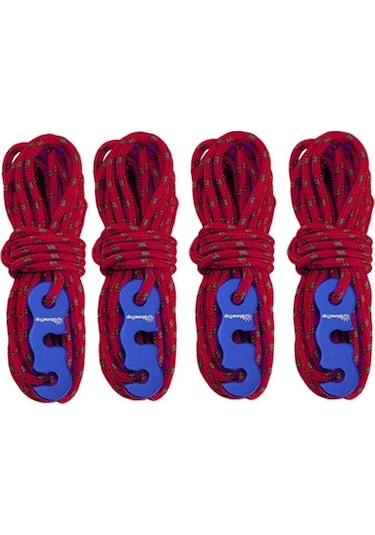 Sharplace 4 Adet Kamp Çadır Ipi 4m - Çadır Bağlama Ve Sabitleme İçin Kırmızı Kırmızı