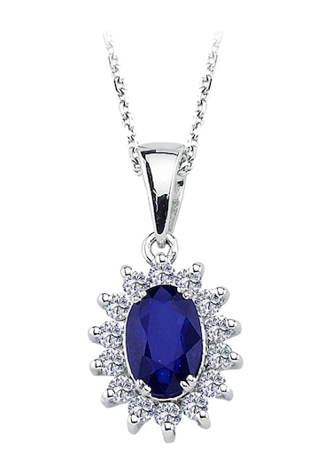 Sirius Pırlanta Oval Safir Taşlı Anturaj Kolye 0804P0163