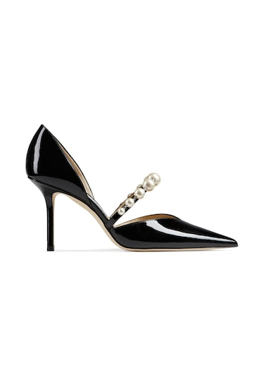 Jimmy Choo Siyah Beyaz Deri Topuklu Ayakkabı Beyaz - Siyah