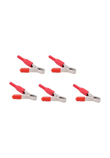Geeroyoo 40a Akü Şarj Klembi, 20mm Açılış, Dayanıklı Çelik + Pvc, Güçlü Tutma, 5 Adet Kırmızı, Otomobil-rv-gemi Elektrik Testi