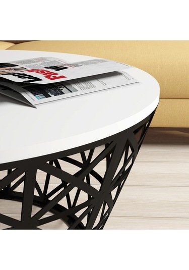 Stil Metal Ferforje Orta Sehpa - Beyaz