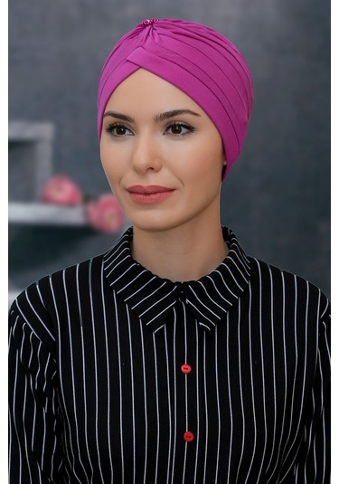 Şarabi Pratik Hazır Geçmeli Tesettür Bone Sandy Kumaş Taçlı Büzgü Çok Renkli