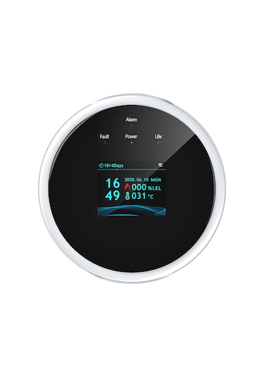 Tuya Wifi Doğalgaz Sensörü Ev Akıllı Yanıcı Gaz Alarm Siyah - Beyaz