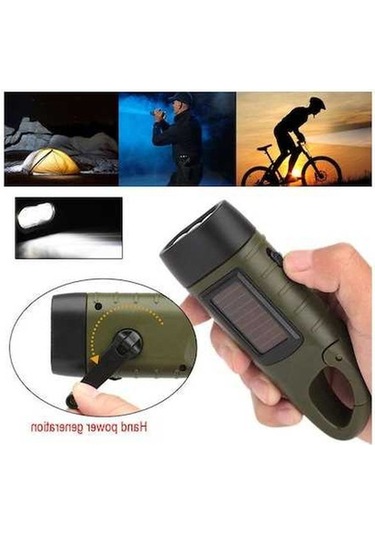 Ebitda Yenilikçi Şarj Edilebilir 3led El Feneri - Dinamo & Güneş, Yeşil Yeşil