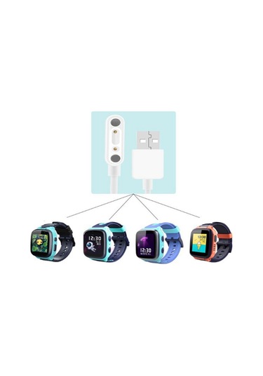 Ally 8X P1 M1 Se5 Akıllı Çocuk Saati Manyetik Şarj Cihazı Kablos-Beyaz